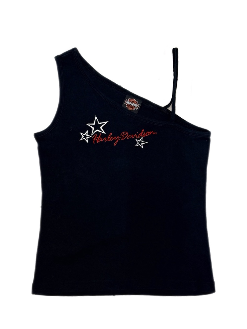 Y2K Harley-Davidson One Shoulder Embroidered Top